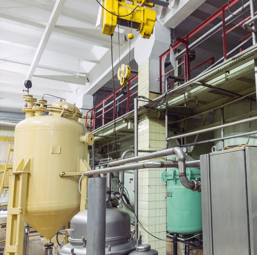 Overhead Crane Hoist in a Dairy production facility