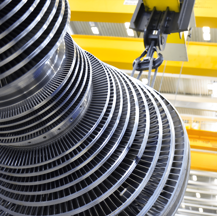 Overhead crane and wire rope hoist move wind turbine component
